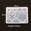 Moule en silicone pour résine, motifs étoile de mer et coquillage, 8x6x0,8 cm - Moule à pendentif coquillage et étoile de mer (153-1)