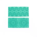 Green silicone fondant mold set featuring intricate lace and mandala floral patterns - NO.110-5 (Lace/Mandala)