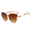 Fashionable cat eye sunglasses with gradient brown lenses and golden metal frames - Tea Frame Gradient Tea Lens