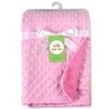 Morbida coperta per neonati rosa con pois, doppio strato, con nastro bianco. - 102*76cm / Rosa