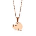 Collana con ciondolo a elefante in oro rosa in acciaio al titanio con occhio di diamante - Stile Elefante / Oro Rosa (KN89572-K)