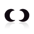 Minimalist black crescent moon stud earrings in stainless steel on white background - Moon / Black