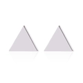 Polished silver stainless steel triangle stud earrings with reflective surface detail - Solid Triangle / Silver