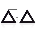 Detailed close-up of 8mm black minimalist hollow triangle stud earrings set in a pair - Triangle / Black
