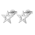 Minimalist silver hollow star stud earrings in a sleek stainless steel design - Hollow Star / Steel