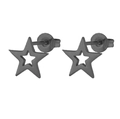 Minimalist black stainless steel hollow star stud earrings with geometric star shape - Hollow Star / Black