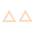 Macro shot of minimalist hollow triangle stud earrings in polished rose gold finish - Triangle / Rose Gold