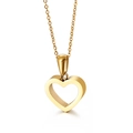 Minimalistische 18k vergoldete Edelstahlkette mit einem hohlen Herzanhänger für Damen - Gold