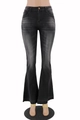 Vooraanzicht van houtskoolgrijze flare jeans met vintage wassing en een slanke pasvorm - S / Zwart