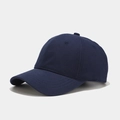 Detailed close-up of navy blue twill baseball cap showing fabric texture and visor - Adjustable / Navy Blue