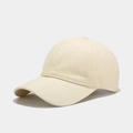 Detailed close-up of cream baseball cap with cotton twill texture and neat stitching - Adjustable / Beige