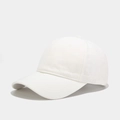 Close-up of a minimalist white cotton baseball cap showing detailed stitching and fabric - Adjustable / White