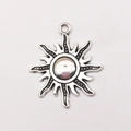 Vintage sun charm pendant in antique silver finish for DIY jewelry making accessories - Radiant Sun (7187)