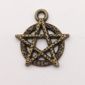 Bronze finish pentagram alloy pendant with hammered texture and round hanging ring - Hammered Pentagram (11131)