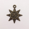 Vintage bronze alloy octagonal star pendant with swirl sun motif for DIY jewelry making - Eight-Pointed Star Solar (11144)