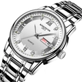 Montre d'affaires en acier argenté pour hommes avec cadran blanc et chiffres romains - Bracelet Argenté Cadran Blanc