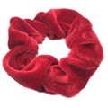 Chouchou en velours rouge luxueux avec texture pelucheuse douce pour femmes - Bordeaux