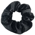 Chouchou en velours noir classique avec texture plissée douce et bande élastique - Noir