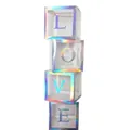 Iridescent laser finish transparent balloon boxes with LOVE letters for wedding decor - LOVE Letter Style / Set of 4 / Silver