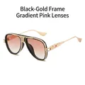 Mode Pilotenbrille mit schwarz-goldene Metallfassung und verlaufenden rosa Gläsern - Schwarz Gold Rahmen Farbverlauf Rosa Gläser