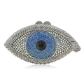 Luxurious eye-shaped evening clutch bag with sparkling rhinestones and metal finish - Silver Base AB Rhinestone
