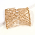 Elastic magic hair comb with gold beads and double metal clips for bun hairstyles - Gold