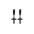 Orecchini a cerchio neri in acciaio inossidabile con croce pendente stile punk e rock - Fibbia per orecchie / Nero