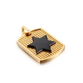 Collana con piastrina militare in acciaio dorato con esagramma nero e trama a griglia - Base a griglia dorata con esagramma nero (KP83405-LX)