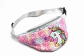 Pink and purple sequin unicorn waist bag with adjustable strap and cartoon design - Rainbow Gradient Unicorn