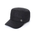 Dark grey woolen cadet cap for men with a silver star metal badge on a white background - Adjustable / Grey Star