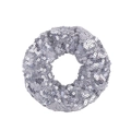 Sparkling silver sequin scrunchie hair tie with shimmering mermaid scale texture - Silver