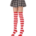 Chaussettes hautes japonaises avec rayures horizontales rouges et blanches vives - L (Taille unique) / Rayures larges rouges et blanches