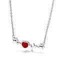 Collana con zampa di gatto argento con cristallo cuore rosso e onda del battito - Collana Color Acciaio (KN89999-KFC) / Argento