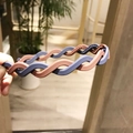 Sweet pink and blue twisted matte headband with internal anti-slip teeth for women - Brown Cyan