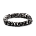 Herren Totenkopf-Armband aus Edelstahl mit Vintage-Finish und Gliedern im Punk-Stil - Ineinandergreifender Totenkopf Stil (KB120972-BDJX)