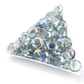 Iridescent clear glass circular ring charms in a white triangle tray for DIY nail art - Semi-transparent Green