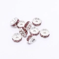 Silver spacer beads with faceted amethyst purple rhinestones for DIY jewelry making - 4mm / Purple Zirconia