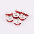 Silver spacers with red rhinestones for jewelry making set of seven pieces - 4mm / Red Zirconia
