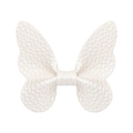 Litchi pattern pearl white butterfly hair clip for kids with metallic faux leather finish - Pearly White Butterfly