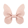 Litchi pattern butterfly hair clip for girls in metallic rose gold faux leather finish - Rose Gold Butterfly