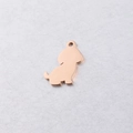 Vista dettagliata del ciondolo a forma di cane in oro rosa con anello per gioielli DIY - Forma di Cane (MP125) / 16x21mm / Oro rosa