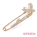 Elegant rose gold butterfly brooch with shimmering crystals in size 8.3x3.0cm - No. 31-Rose Gold Butterfly Safety Pin