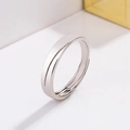Polished silver adjustable open rings with zircon stones for couples on white background - Adjustable Open / Minimalist Men's Ring / Men's Silver