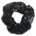 Coletero chic de malla negra con lentejuelas brillantes para peinado y actuación - Negro