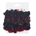 Set of 5 premium velvet scrunchies in black, purple, brown, navy and deep red colors - RT-229-J (5-Piece Dark Velvet Set)