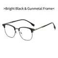 Occhiali da lettura uomo a mezza montatura nero lucido e canna di fucile anti-luce blu - Nero Lucido Gunmetal