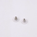 Universal clear silicone and silver metal earring backings for secure earring fit - Silver Metal + Clear Disk Earring Backs