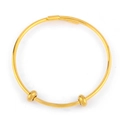 Close-up of adjustable gold bangle with sliding frosted beads and minimalist design - Frosted Bead Open Style / Gold Color Bracelet