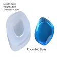 Rhombus-Silikonform für Anhänger und blaues Harz-Schmuckstück mit Maßen - Geometrisch