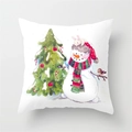 Christmas polyester pillowcase with watercolor snowman and tree illustration on white background - Watercolor Illustration Snowman Rabbit
